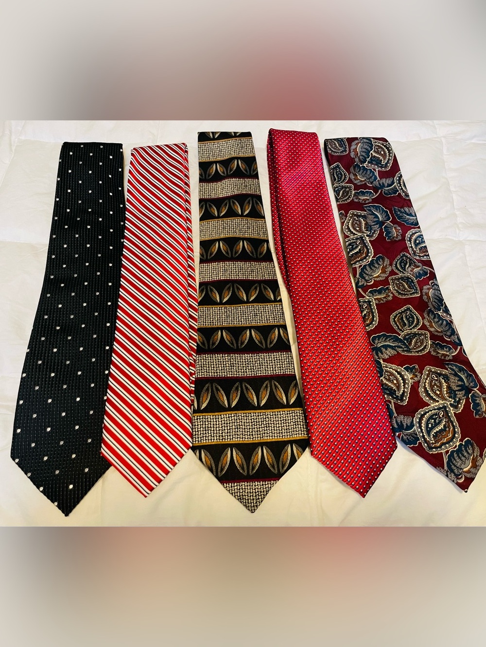 5 Set Ties -Perry Ellis, Chaps, Nautica, Hathaway, & Tasso Elba